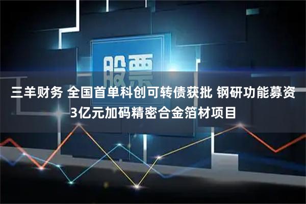 三羊财务 全国首单科创可转债获批 钢研功能募资3亿元加码精密合金箔材项目
