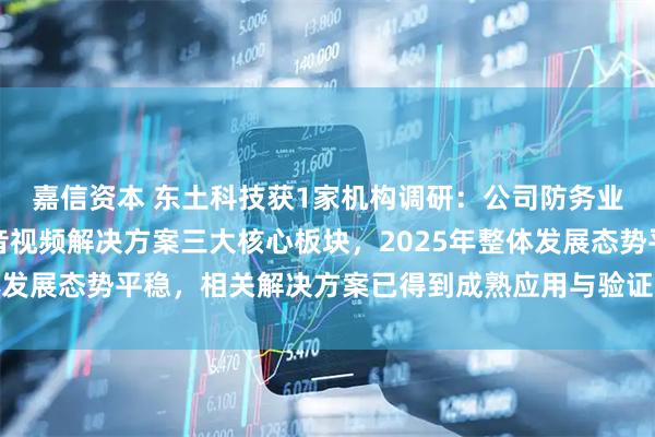 嘉信资本 东土科技获1家机构调研:公司防务业务涵盖网络、控制、音视频解决方案三大核心板块,2025年整体发展态势平稳,相关解决方案已得到成熟应用与验证(附调研问答)